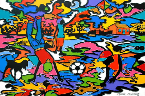 Obra: Brincadeiras de Infância. Acrílico sobre Tela, 120x150cm. Ano 2011. Obra de arte: Brincadeiras de Infância - Gérson Guerreiro