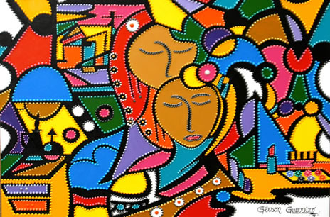 Obra: Mãe e Filha. Acrílico sobre Tela, 90x120cm. Ano 2011. Obra de arte: Mãe e Filha - Gérson Guerreiro